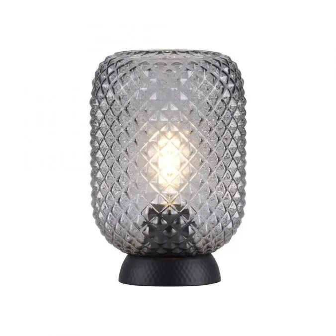 LD 14906-18 REISHI LED stolní lampa černá kouřové sklo šňůrový vypínač kruhové - LEUCHTEN DIREKT / JUST LIGHT