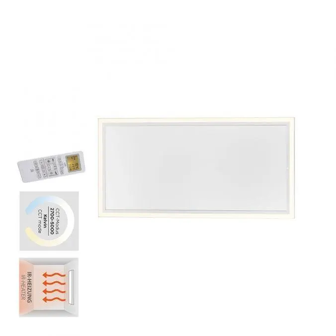 LD 18069-16 BEROA LED stropní svítidlo s infračerveným topením hranaté bílé dálkový ovladač 2700-5000K - LEUCHTEN DIREKT / JUST LIGHT