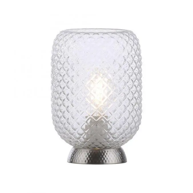 LD 14906-55 REISHI LED stolní lampa stříbrná hra světla rýhované čiré sklo šňůrový vypínač - LEUCHTEN DIREKT / JUST LIGHT