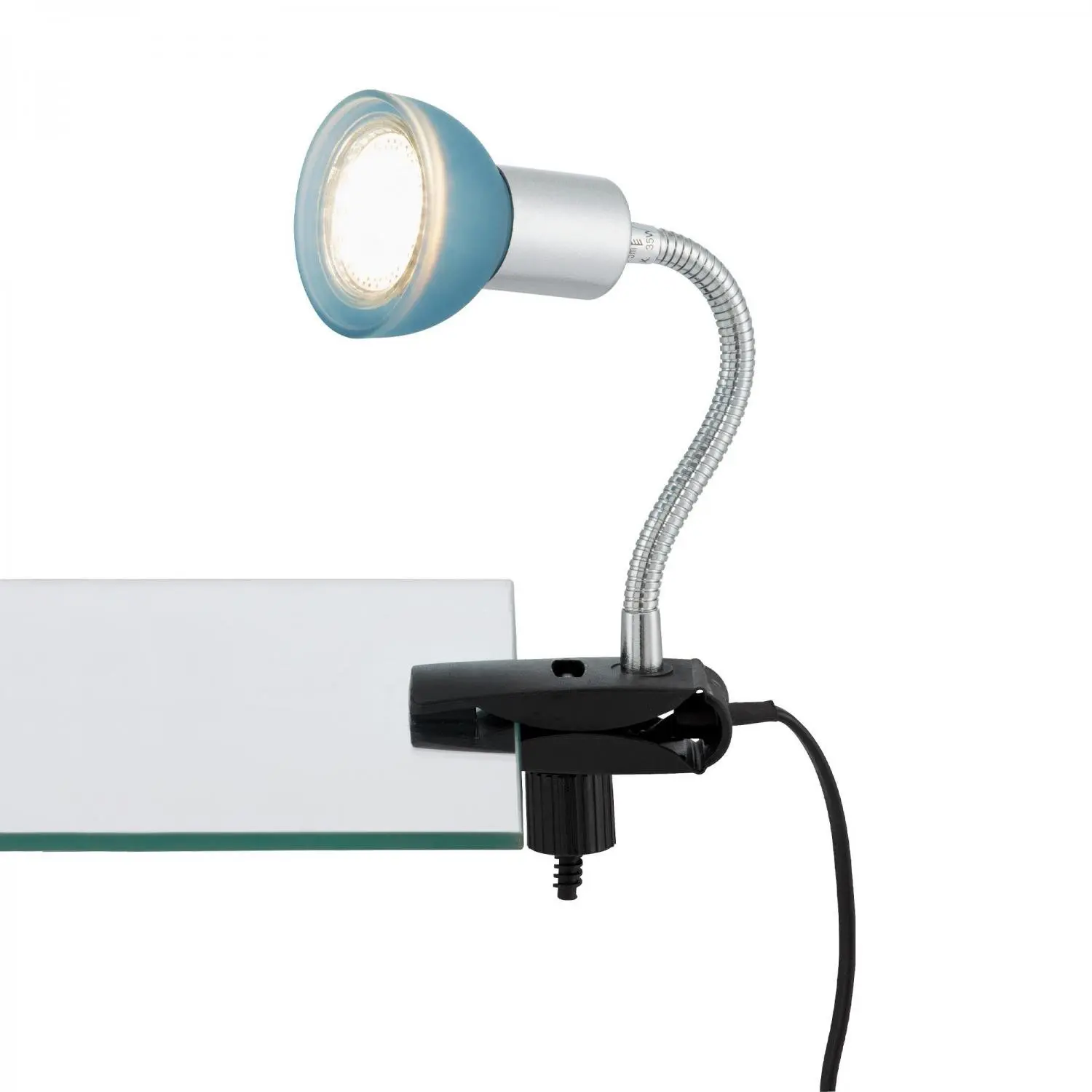 BRI 2989-010P Ukončená výroba  Flexibilní svítidlo se svorkou 34 cm 1xGU10 3W 250lm titan-modrá - BRILONER