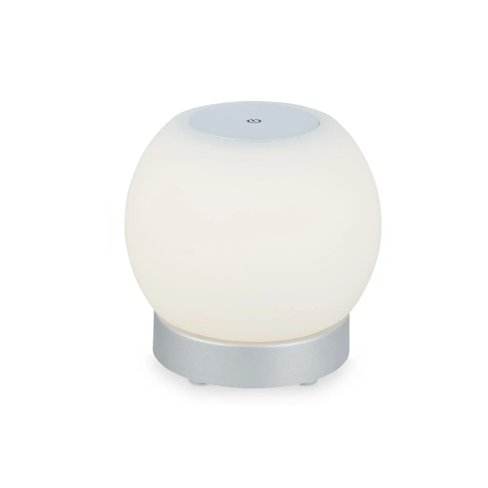 BRILO 7439-014 ///  LED bateriové stolní svítidlo, pr.16 cm, LED modul, 3W, 350 lm, matný chrom - BRILO