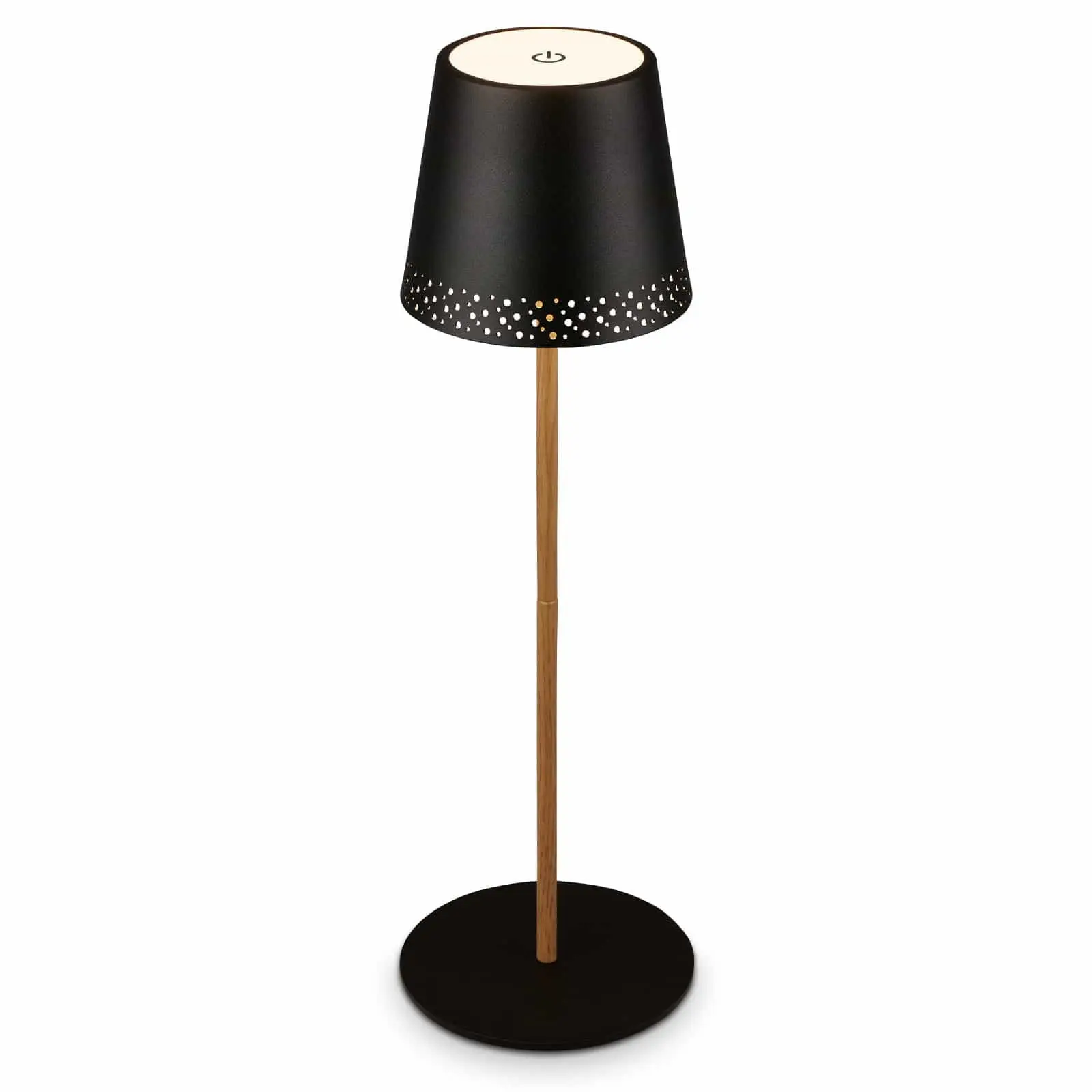 BRILO 7438-114 LED nabíjecí stolní lampa 38 cm 2,6 W 280lm černá-dřevo - BRILO