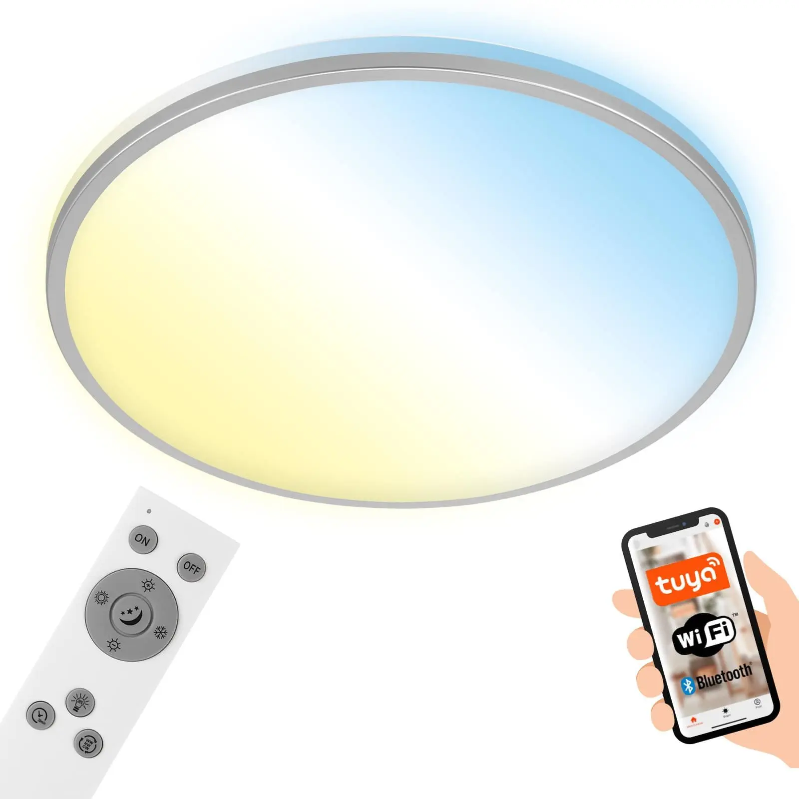 BRILO 3064-014 LED CCT Smart stropní svítidlo pr. 33,3 cm 24W 2500lm chrom - BRILO