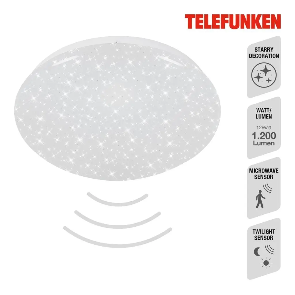 BRILONER TELEFUNKEN LED stropní svítidlo s čidlem, pr. 27,7 cm, 12 W, bílé TF 601706TF