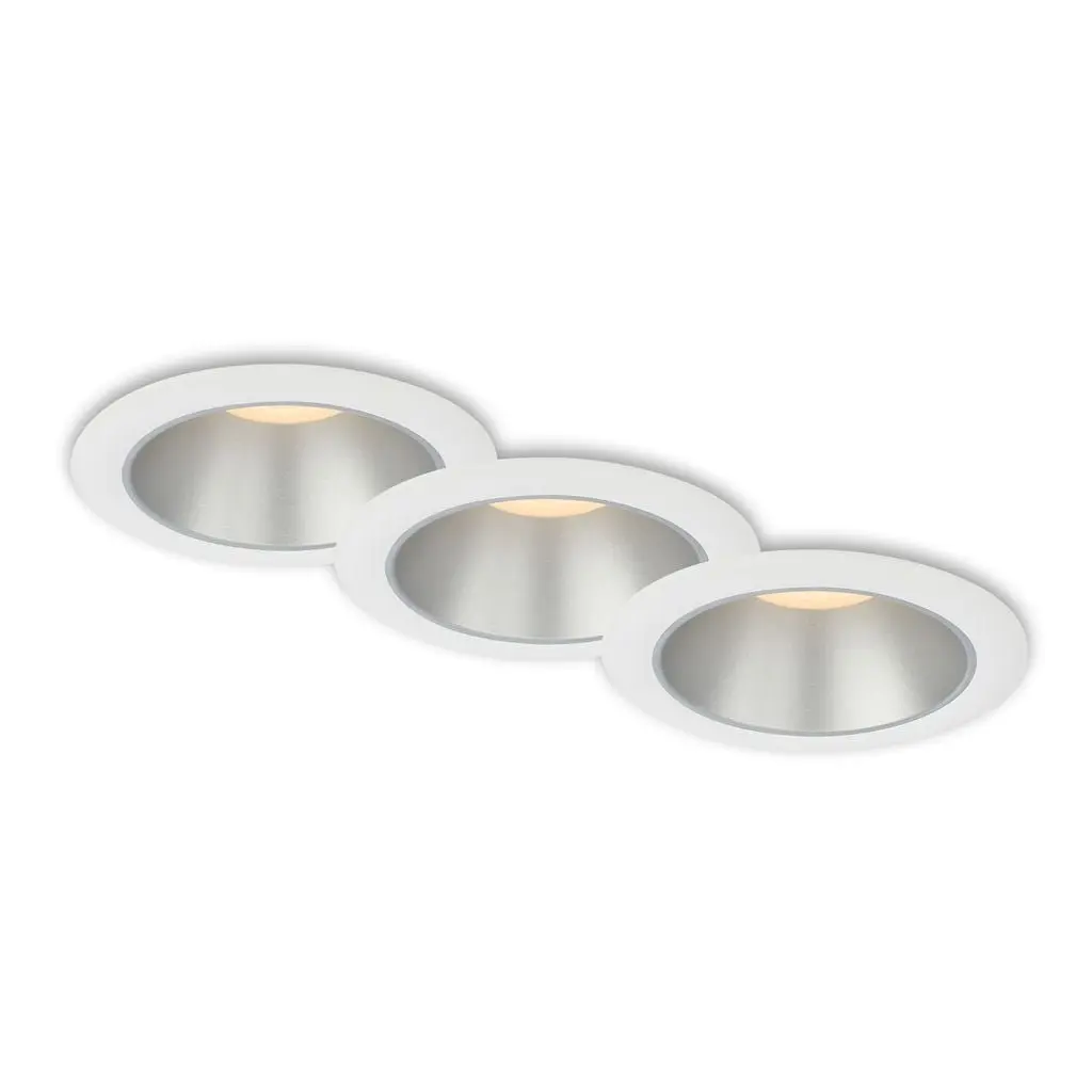 BRI 7041-036 LED vestavná svítidla sada, pr.9,5 cm, 3x LED, 4,9 W, 480 lm, bílé-stříbrná - BRILONER