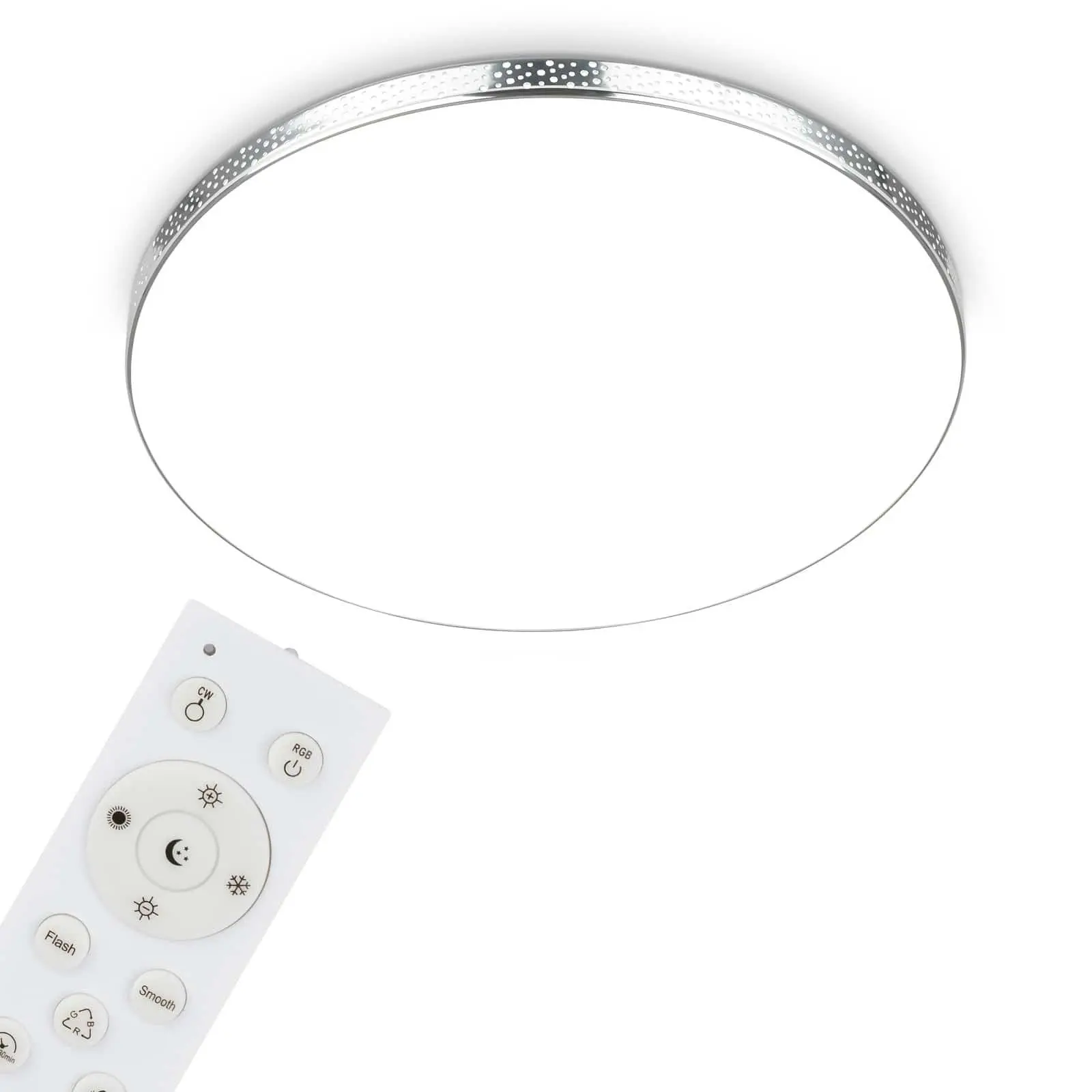 BRILO 3679-118 RGB-CCT LED stropní svítidlo, pr. 45,5 cm, 24W, 2700 lm, chrom - BRILO