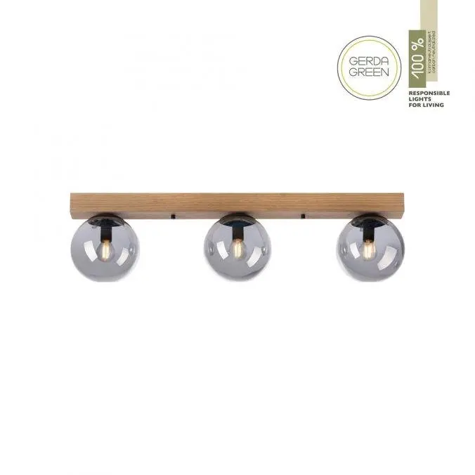 LD 11393-79 GREEN WIDO LED stropní svítidlo 3 ramenné dřevo kouřová barva v udržitelném designu IP20 - LEUCHTEN DIREKT / JUST LIGHT