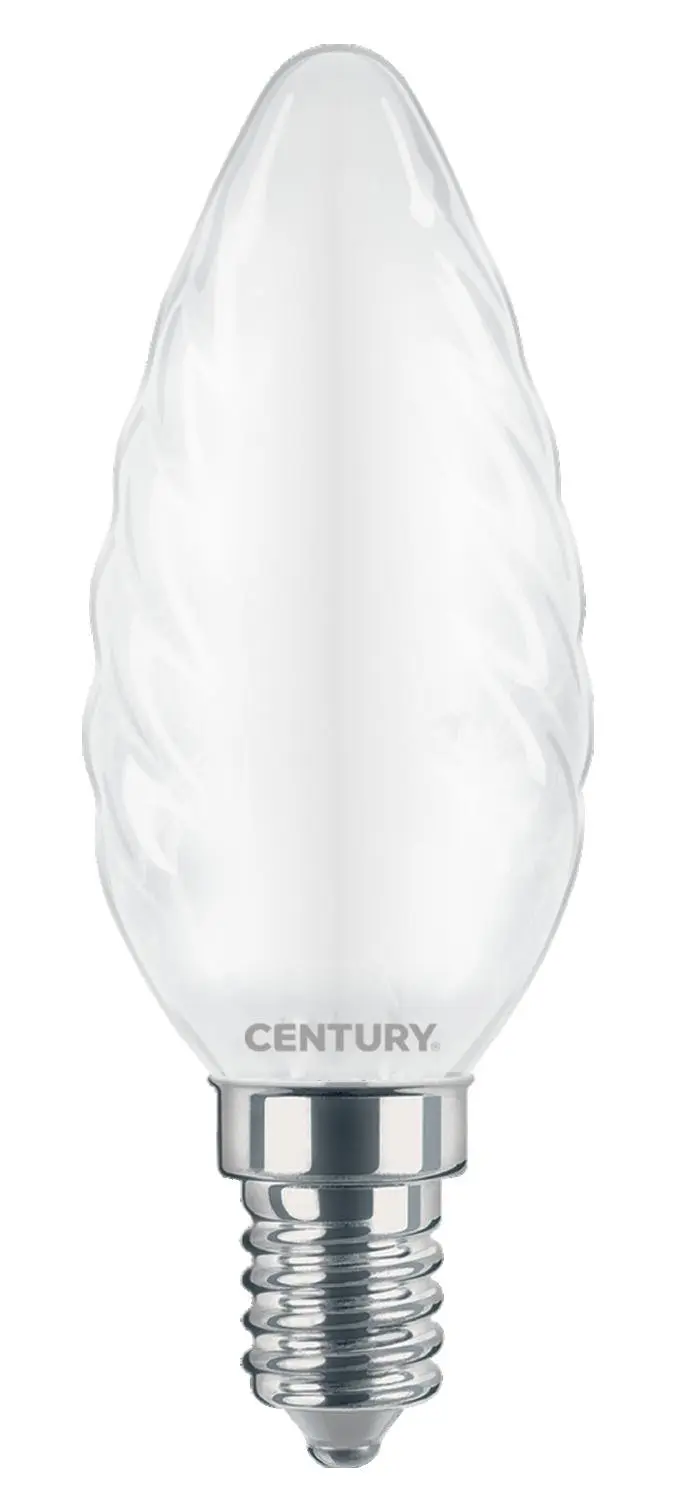 CEN INSTOR-061460 LED FILAMENT CANDLE kroucená SATÉN 6W E14 6000K 360d - CENTURY