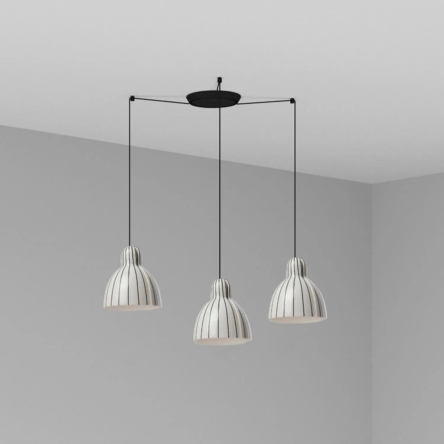 FARO 64255-127-3L VENICE 200 závěsné svítidlo 3x žárovka, bílá s pruhy - FARO