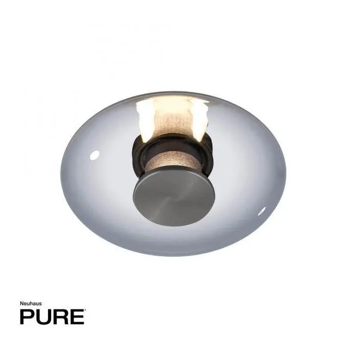 PN 6082-15 LED nástěnné a stropní svítidlo PURE Vitrum sklo stmívatelné 2700K platina / kouřová - PAUL NEUHAUS