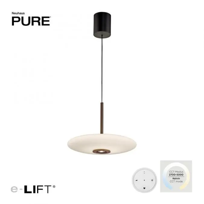 PN 2084-34 Závěsné svítidlo PURE E-Vitrum LED 8W 2700-5700K + LED 10W 2700-5700K hnědá / opál - PAUL NEUHAUS