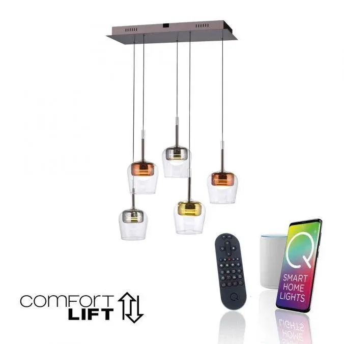 PAUL NEUHAUS LED závěsné svítidlo Q-KON 5-ramenné vícebarevné Smart Home ZigBee 2700-5000K PN 2743-70