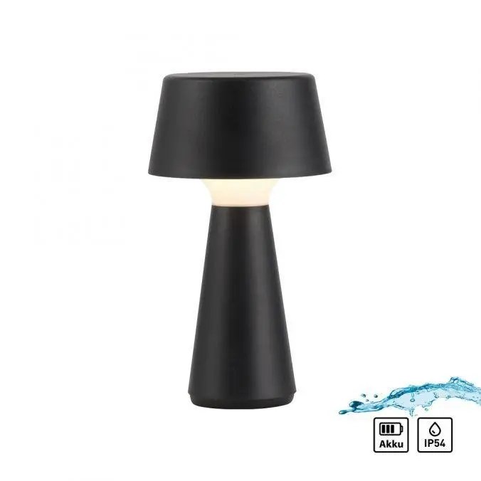 LD 19260-18 ABERA LED stolní lampa na baterie černá dotykový stmívač IP54 USB vnitřní i venkovní použití 3000K - JUST LIGHT