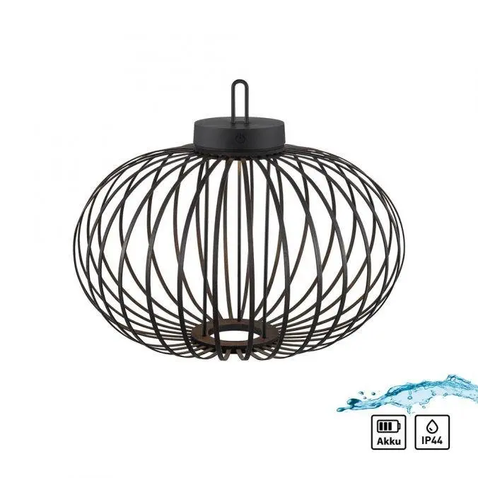 LD 19305-18 AKUBA LED stolní lampa průměr 46cm černá na baterie USB IP44 stmívatelné dotykem 2700K - JUST LIGHT