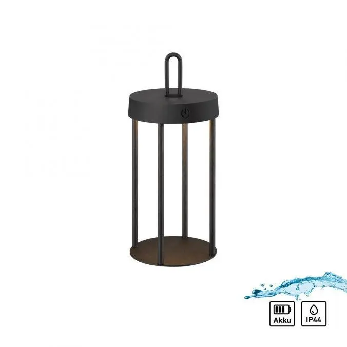 LD 19300-18 ANSELM LED stolní lampa na baterie černá 28cm dotykový stmívač IP44 zahradní svítidlo 2700K - JUST LIGHT