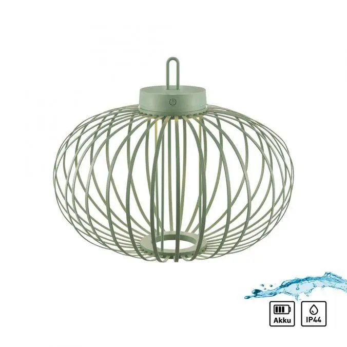 LD 19305-43 AKUBA LED stolní lampa průměr 46cm zelená na baterie USB IP44 stmívatelné dotykem 2700K - JUST LIGHT