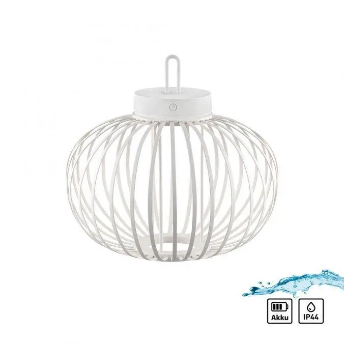 LD 19304-16 AKUBA LED stolní lampa průměr 36cm bílá na baterie USB IP44 stmívatelné dotykem 2700K - JUST LIGHT