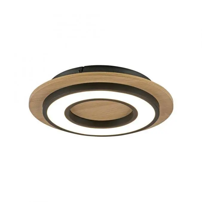 LD 14560-18 TOLA LED stropní svítidlo černé kruhové kovový a dřevěný dekor 3000K teplá bílá 3000K - JUST LIGHT