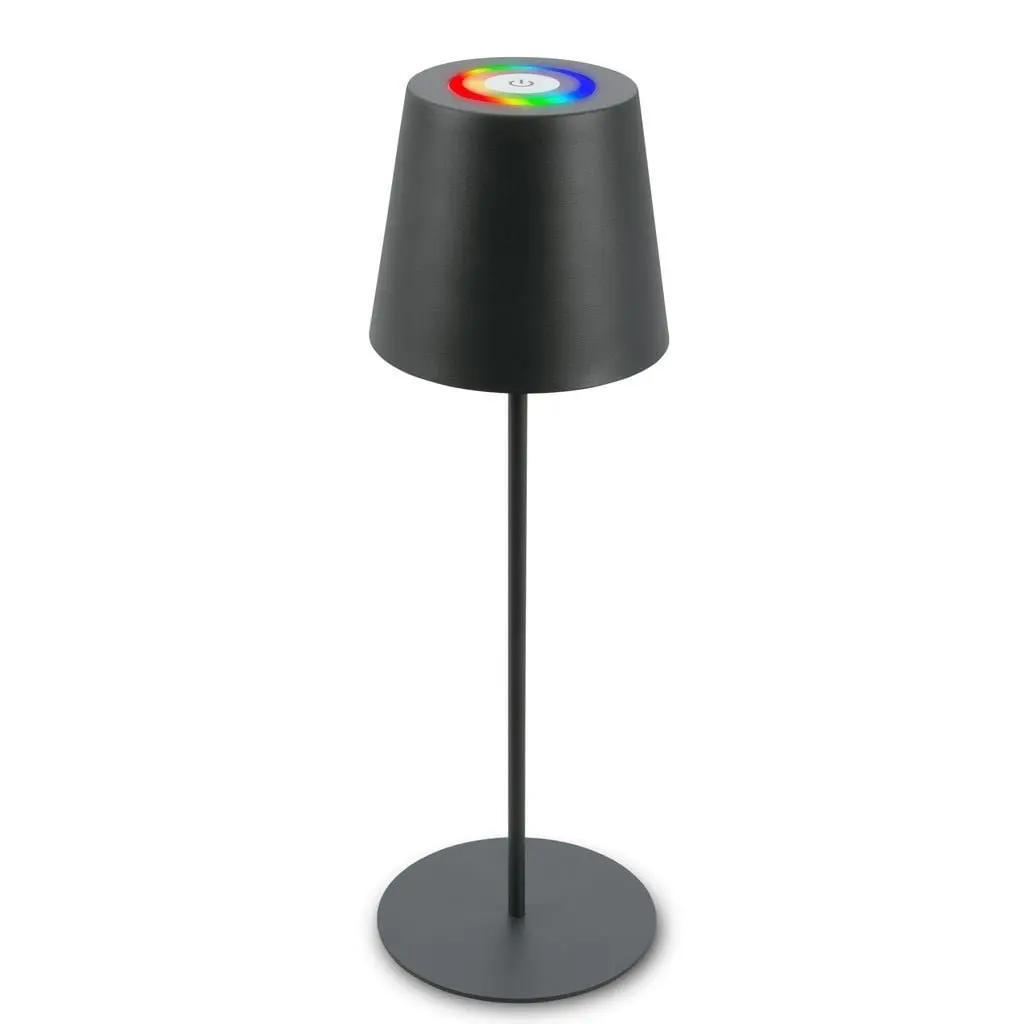 BRILO 7507015 Kiki stolní lampička bezdrátová, dotykový vypínač, pestrobarevné RGB+W světlo, nastavitelná výška, antracit - BRILO