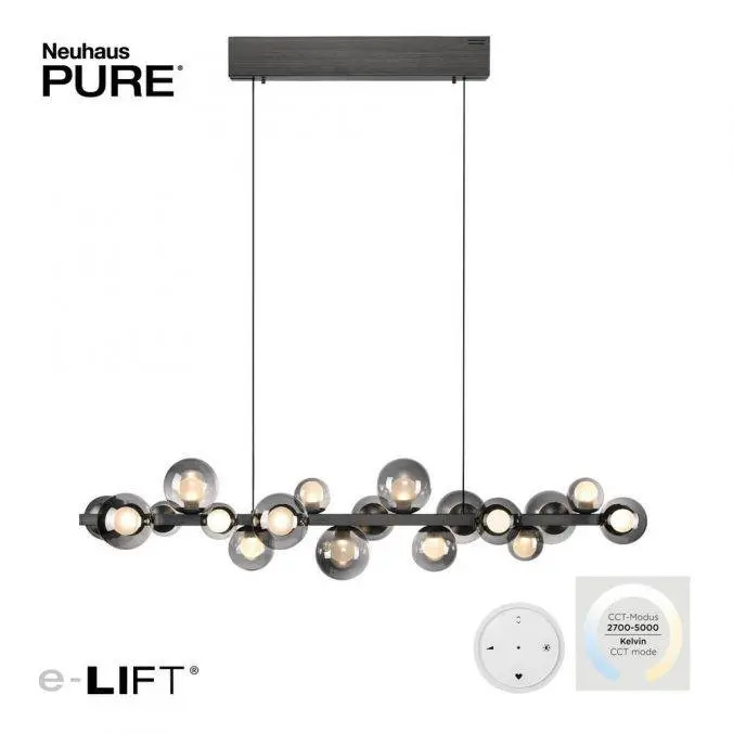 PAUL NEUHAUS LED závěsné svítidlo PURE E-Popup elektrické 2700-5000K platina / kouřová / satin 2557-15