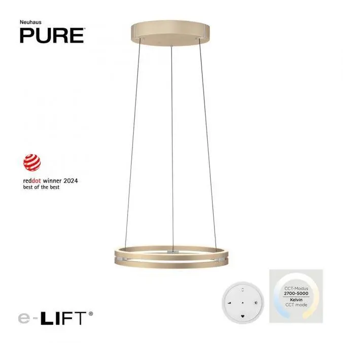 PAUL NEUHAUS LED závěsné svítidlo PURE E-Loop matná mosaz elektrické 2700-5000K PN 2550-60