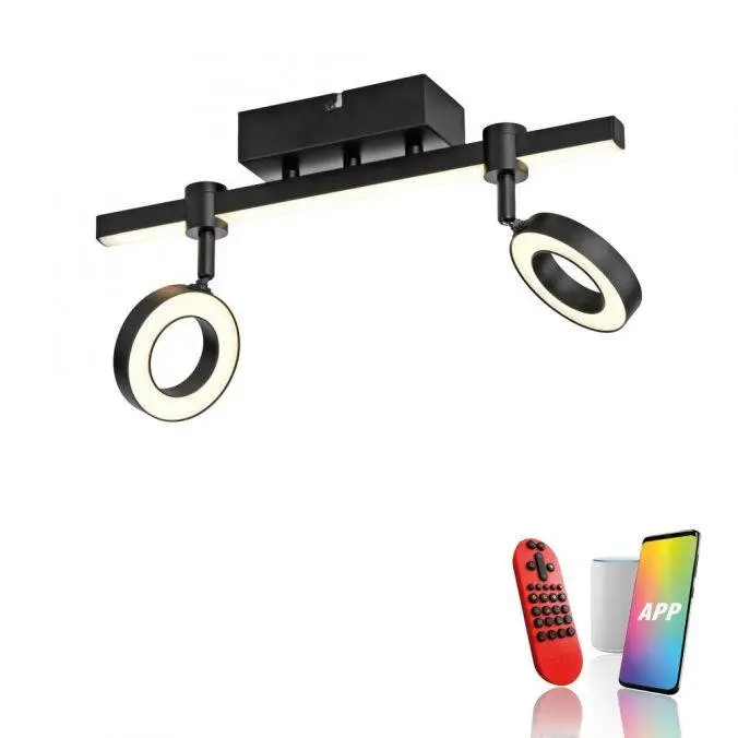 LD 12075-18 LED stropní svítidlo černé Smarthome stmívatelné dálkový ovladač s aplikací Tuya RGB/2700-5000K - JUST LIGHT