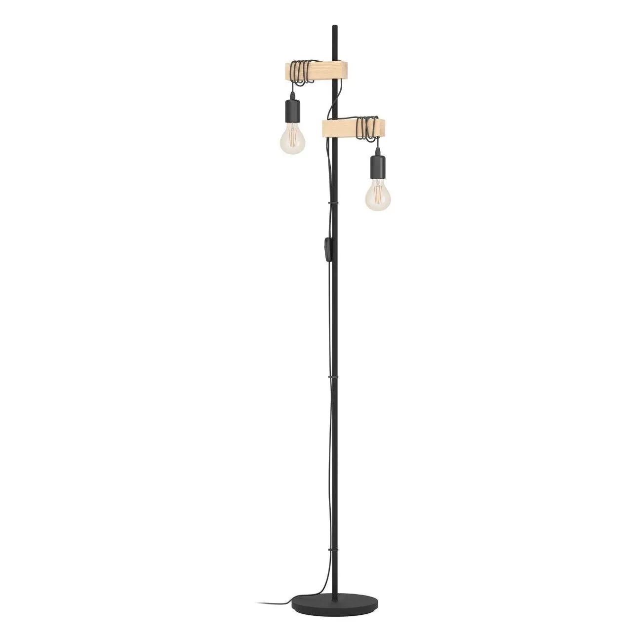 LED stojací lampa v černé a přírodní barvě (výška 166,5 cm) TOWNSHEND – EGLO