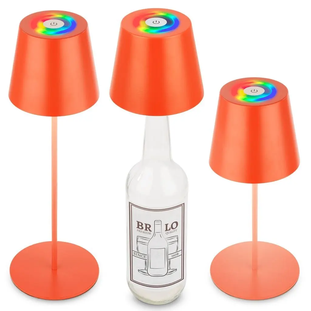 BRILO 7510012 Calida stolní lampička - 2,5W, 200lm, nabíjecí, LED, stmívatelné, RGBW, uchycení na láhev, oranžová - BRILO