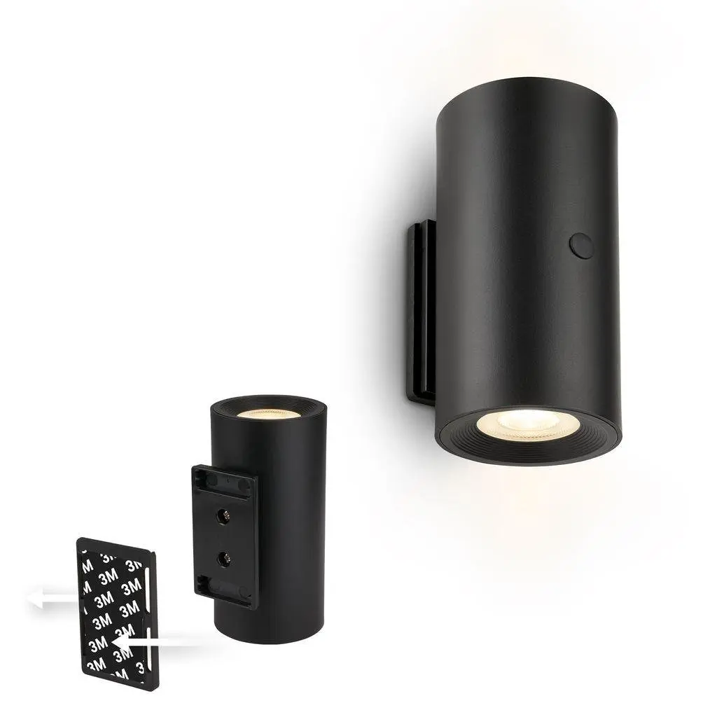 BRI 3942015 Isy nástěnné svítidlo - 2W, 200lm, nabíjecí, LED, dotykový vypínač, stmívatelné, černá - BRILONER