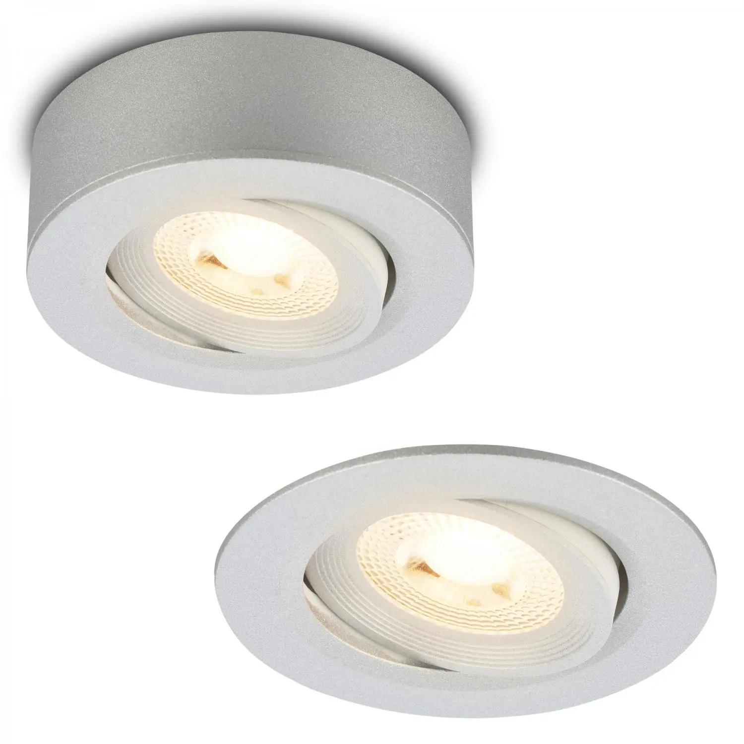 BRI 7990014 LED vestavné / přisazené bodové svítidlo – pr.90mm, stmívatelné, 5W, 230V, teplá bílá, nastavitelné, matný chrom - BRILONER