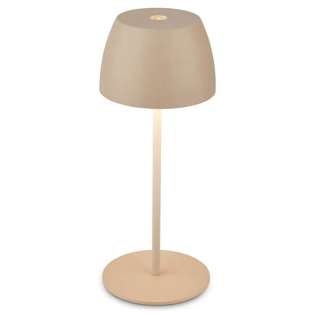 BRILO 7503011 LED nabíjecí stolní lampička Serina Mini, bezdrátová, 20cm, IP44, 2,5W, stmívatelné, dotykový vypínač, béžová - BRILO