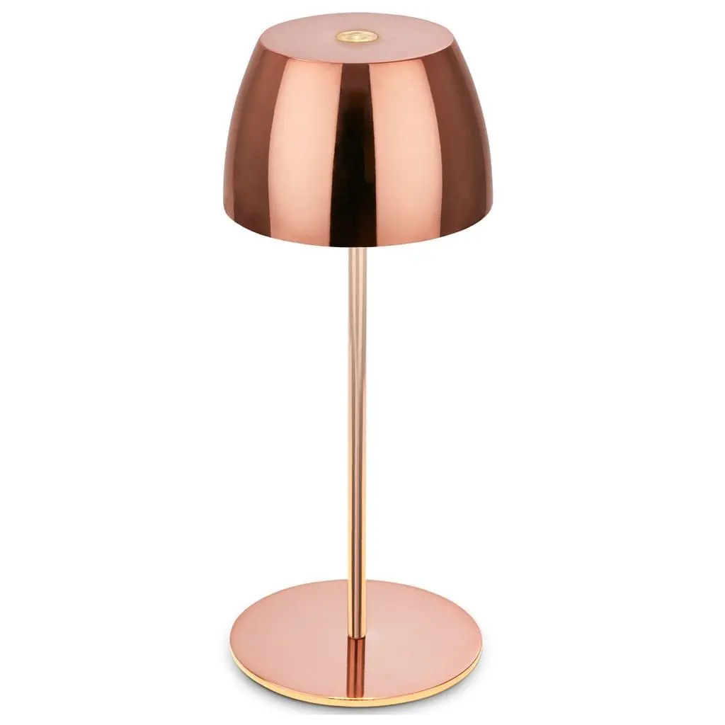 BRILO 7503013 LED nabíjecí stolní lampička Serina Mini, bezdrátová, 20cm, IP44, 2,5W, stmívatelné, dotykový vypínač, měď - BRILO