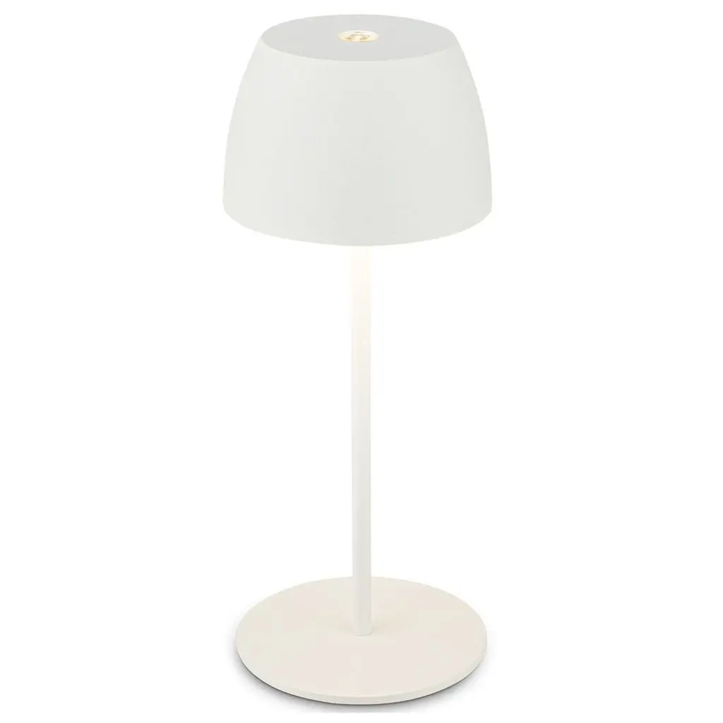 BRILO 7503016 LED nabíjecí stolní lampička Serina Mini, bezdrátová, 20cm, IP44, 2,5W, stmívatelné, dotykový vypínač, bílé - BRILO