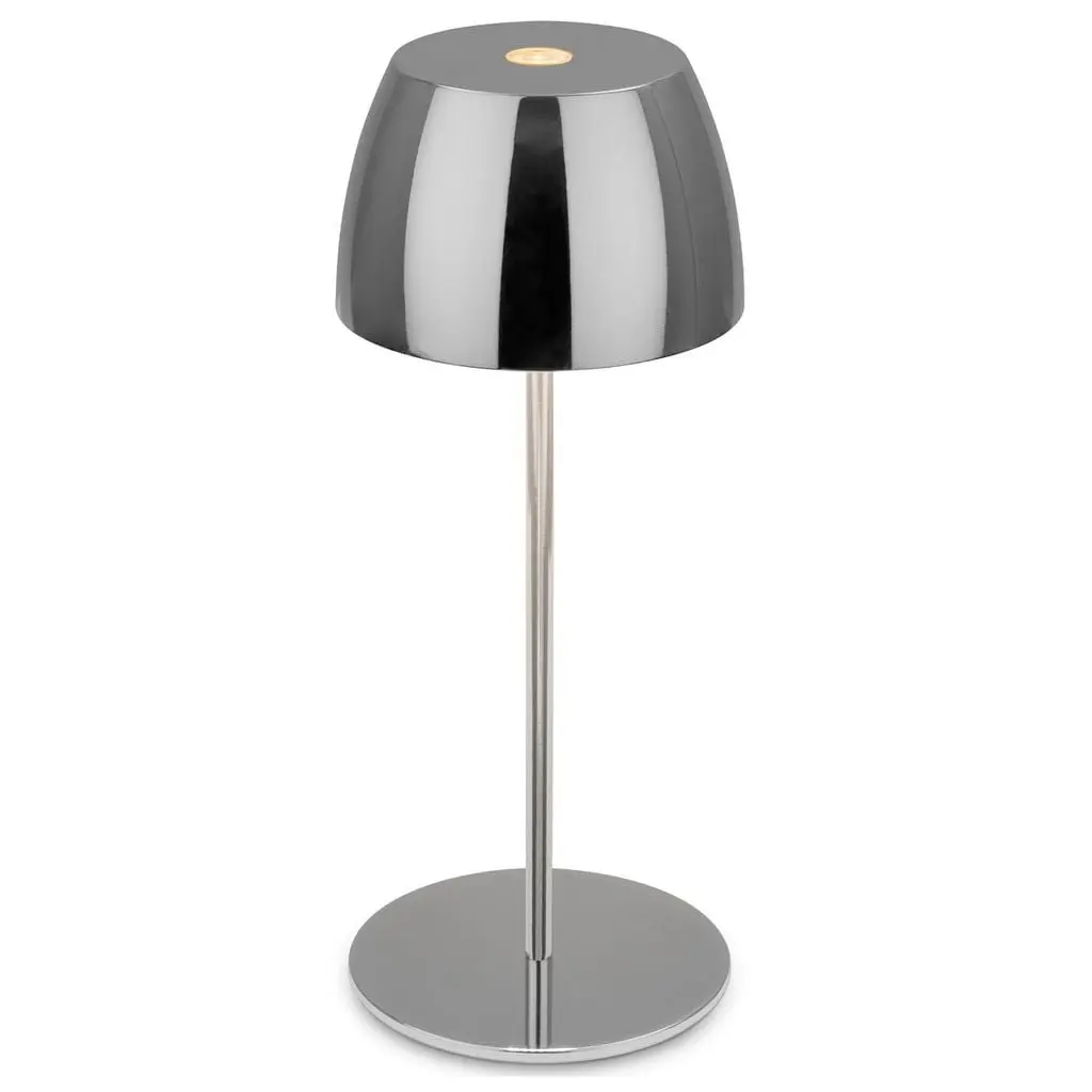 BRILO 7503018 LED nabíjecí stolní lampička Serina Mini, bezdrátová, 20cm, IP44, 2,5W, stmívatelné, dotykový vypínač, chrom - BRILO