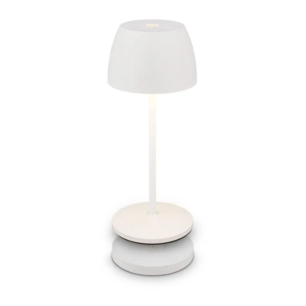 BRILO 7504016 Serina Mini LED stolní lampička bezdrátová IP44, stmívatelné, s nabíjecí základnou, bílé - BRILO