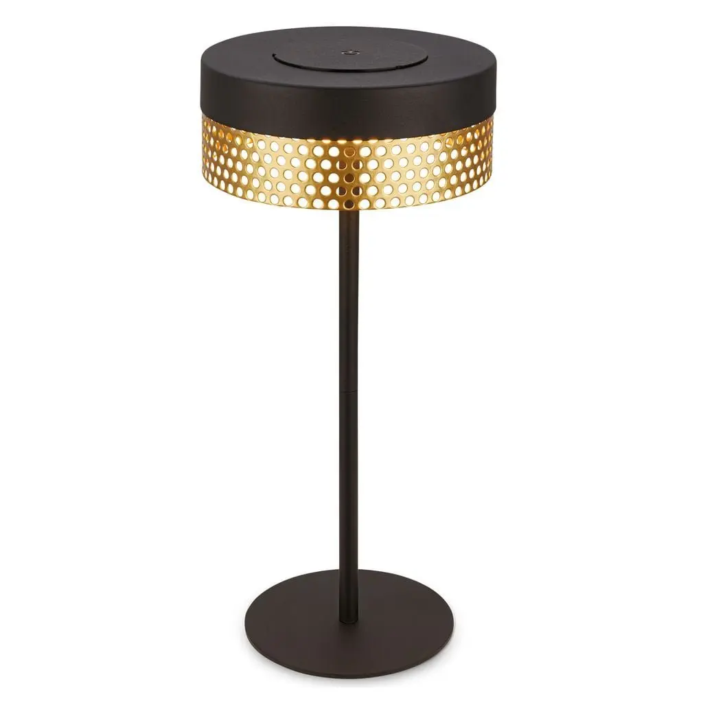BRILO 7576015 Booha stolní lampa - 2,5W, 300lm, bezdrátová, IP44, LED, stmívatelná, teplá bílá, černá/zlatá - BRILO
