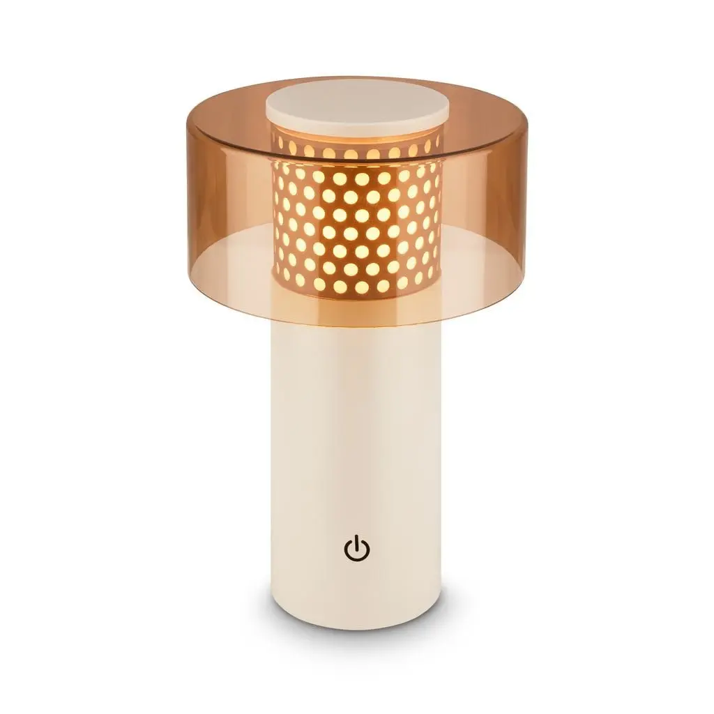BRILO 7669014 Gila stolní lampa - 2,6W, 200lm, bezdrátová, LED, IP44, dotykový vypínač, stmívatelná, kávová/světlešedá - BRILO