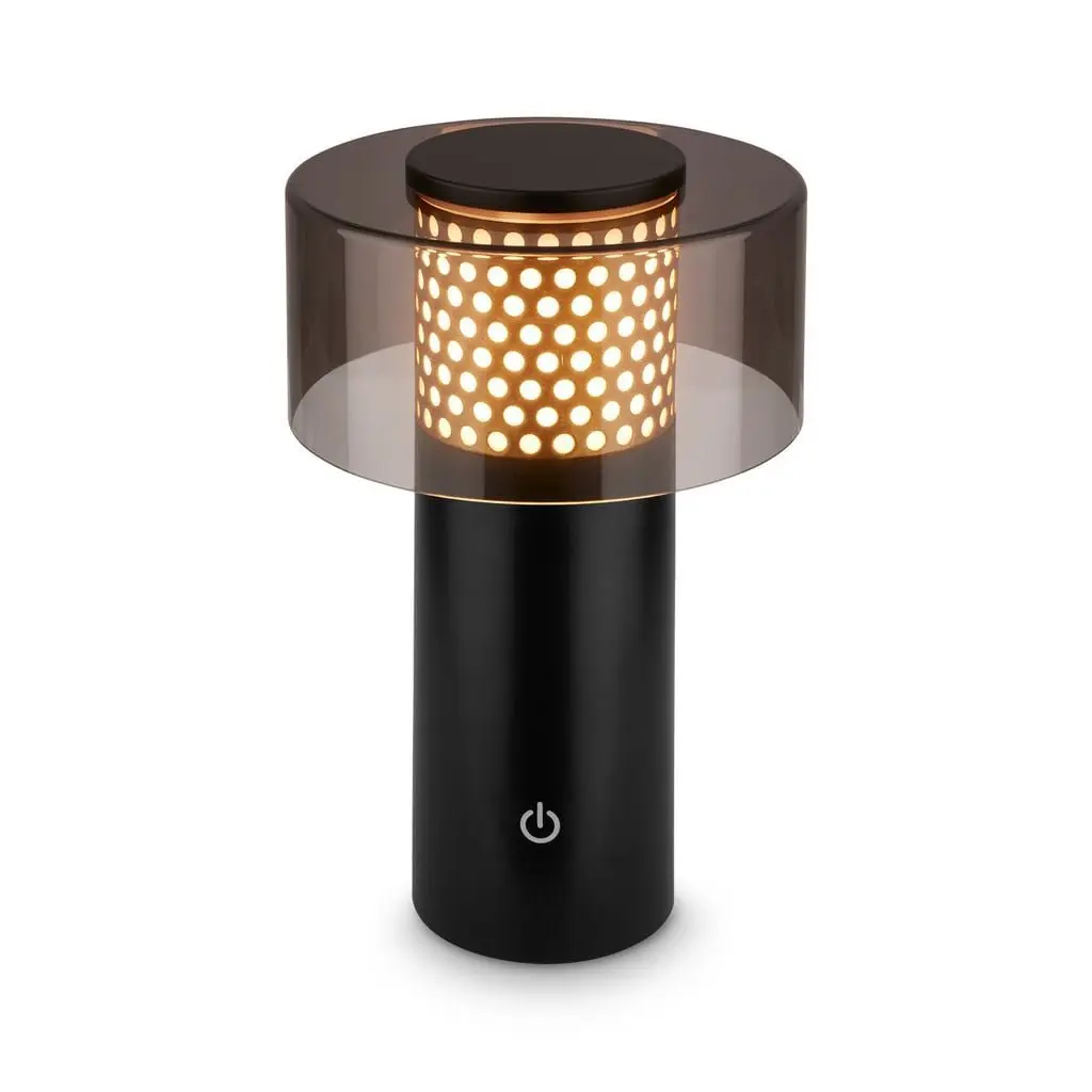 BRILO 7669015 Gila stolní lampa - 2,6W, 200lm, bezdrátová, LED, IP44, dotykový vypínač, stmívatelná, černá/zlatá - BRILO