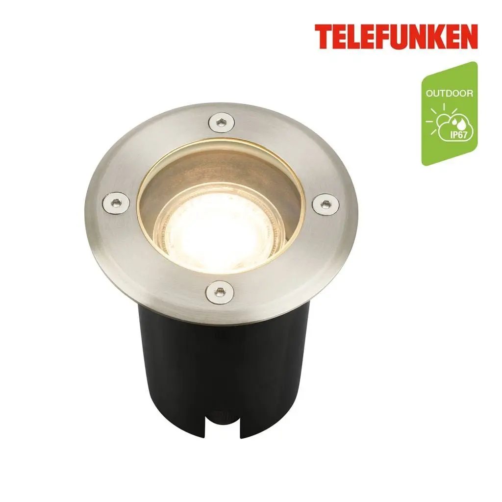TF 322702TF TELEFUNKEN venkovní svítidlo do země, vodotěsné IP67, tvrzené sklo, GU10 patice, kruhové - BRILONER