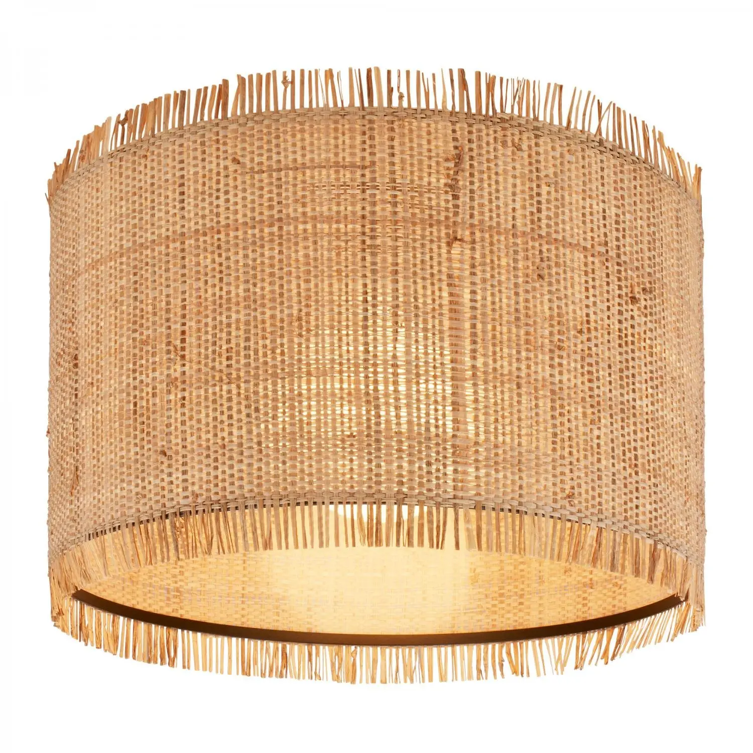 BRI 3854014 Stropní svítidlo Borra 40x29 cm – stínidlo ze slámy, E27, max. 10W, on/off, béžová / černá - BRILONER