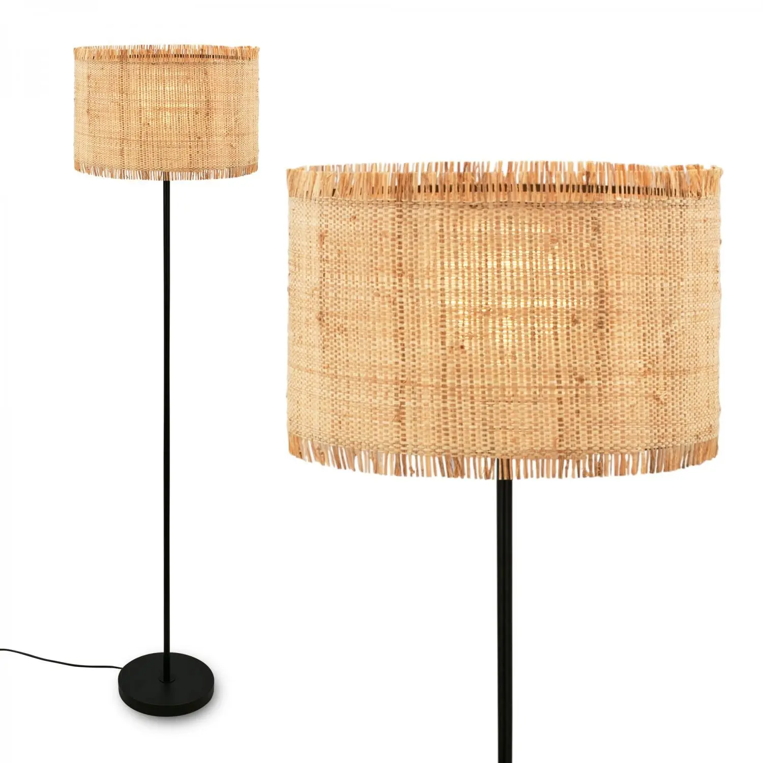 BRI 1854014 Borra stojanová lampa, stínidlo ze slámy, nožní vypínač, přírodní - BRILONER