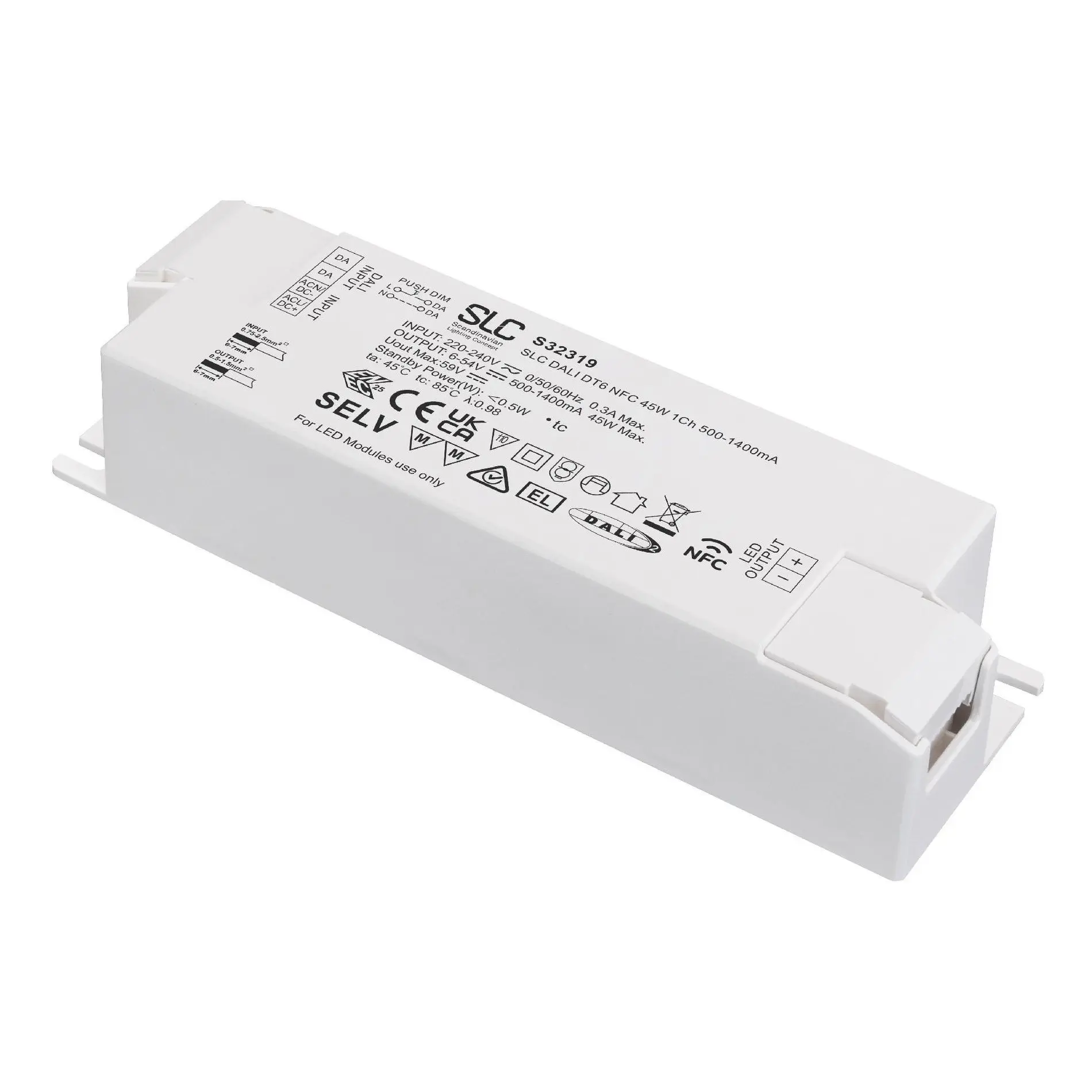 SLC S32319 Driver NFC 1Ch 500-1400mA QA 45W DALI IP20 - TLG
