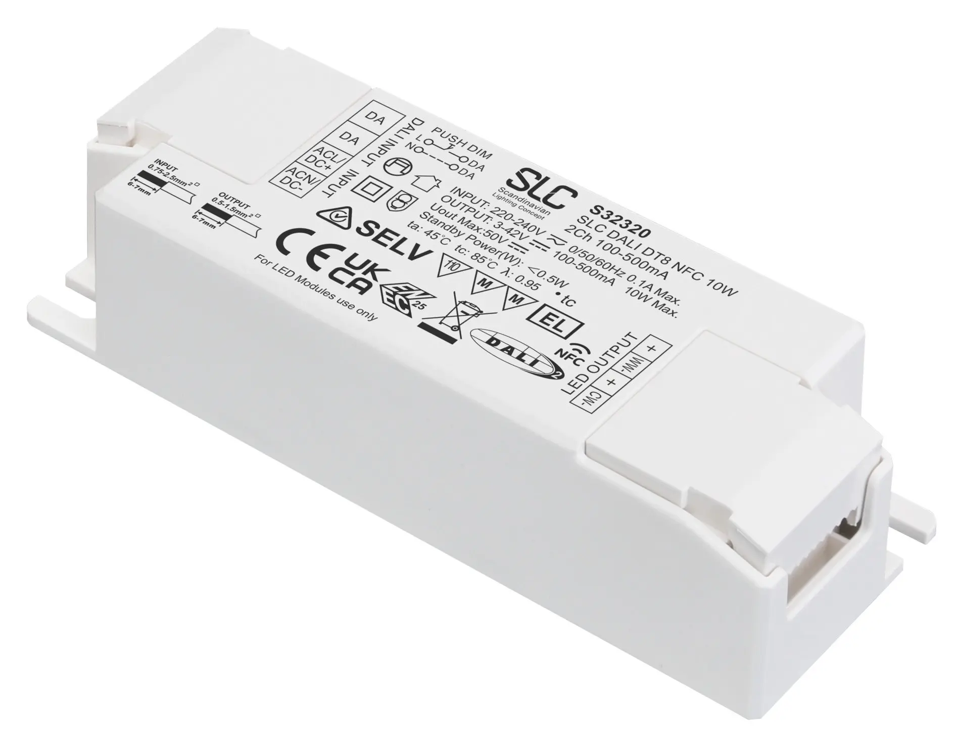 SLC S32320 Driver NFC 2Ch 100-500mA QA3 10W DALI IP20 - TLG