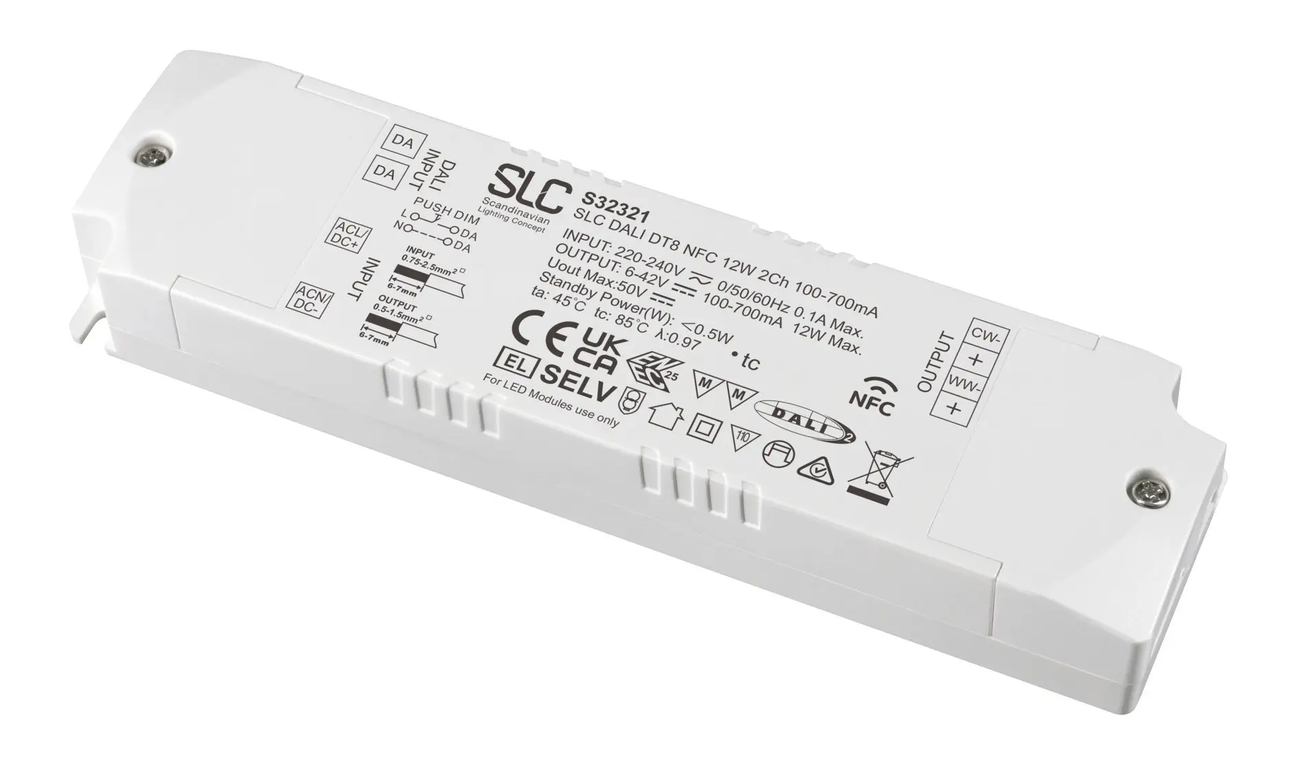 SLC S32321 Driver NFC 2Ch 100-700mA QA3 12W DALI - TLG