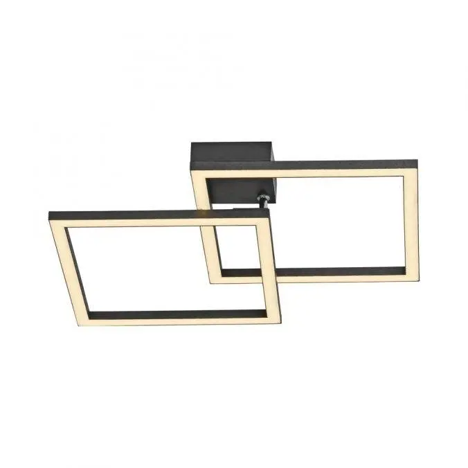 LD 14708-18 LED stropní svítidlo IVEN, černá, 2 čtverce, ploché, teplá bílá moderní, 3000K - JUST LIGHT