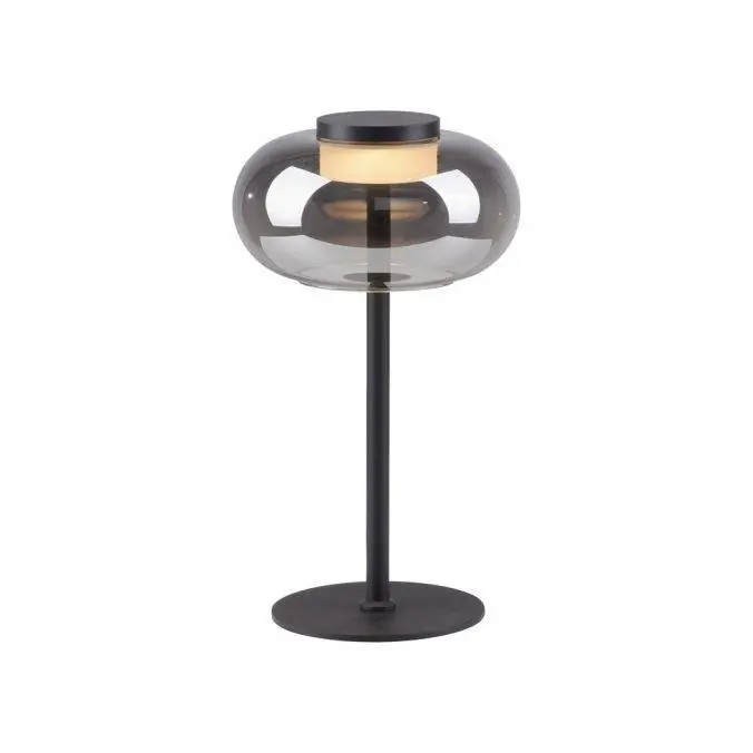 LD 15470-18 Kolekce Schöner Wohnen stolní lampa SIA černá, kouřové sklo, šňůrový vypínač, 3000K - JUST LIGHT