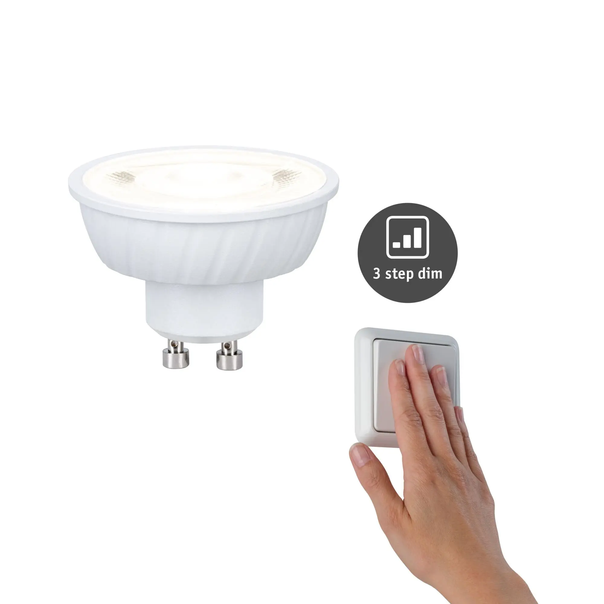 P 29270 Standard 230V LED reflektor GU10 Flat 37mm 4,9W 4000K stmívatelné bílá - PAULMANN