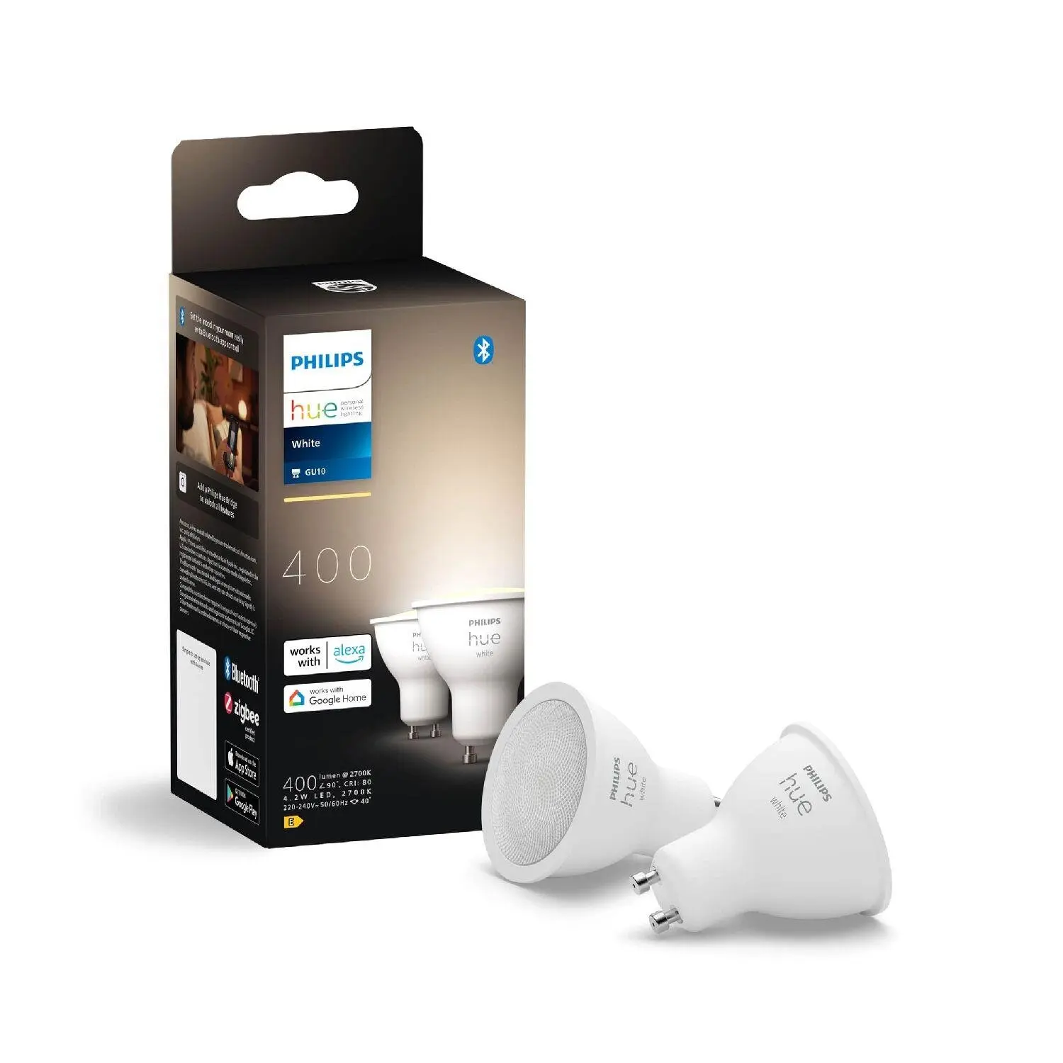 LED žárovka GU10 Philips Hue 2ks 4,2W (50W) teplá bílá (2700K) stmívatelná