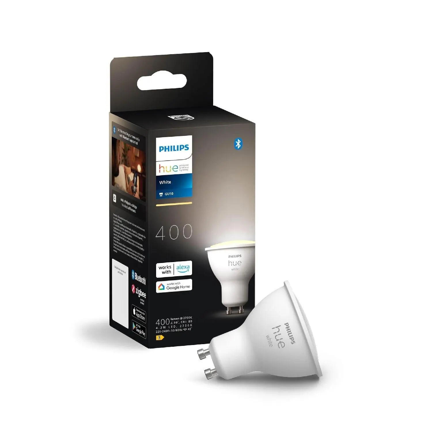 Philips Hue White LED žárovka GU10 4,2W 400lm 2700K CRI80 IP20