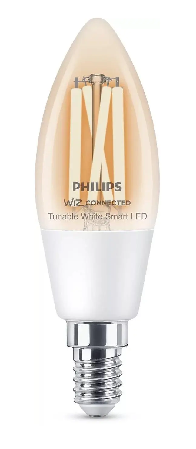 PH 8719514372061 WiZ Smart LED Svíčková žárovka Filament čirá 4,9 W (ekv. 40 W) 470lm C35 E14 - PHILIPS